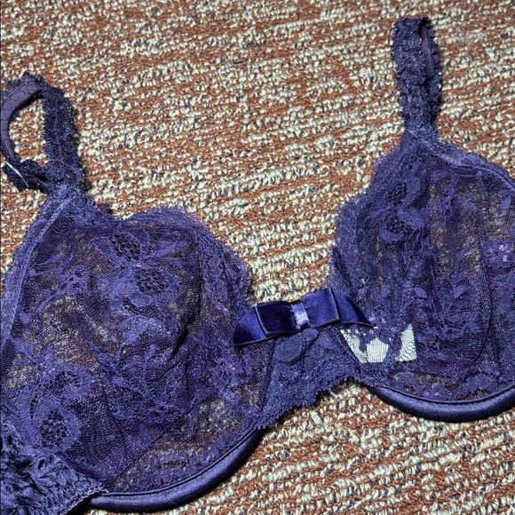 Victoria's Secret Other - Victorias Secret Bra Vintage sheer purple unlined gold label delicate lace bra